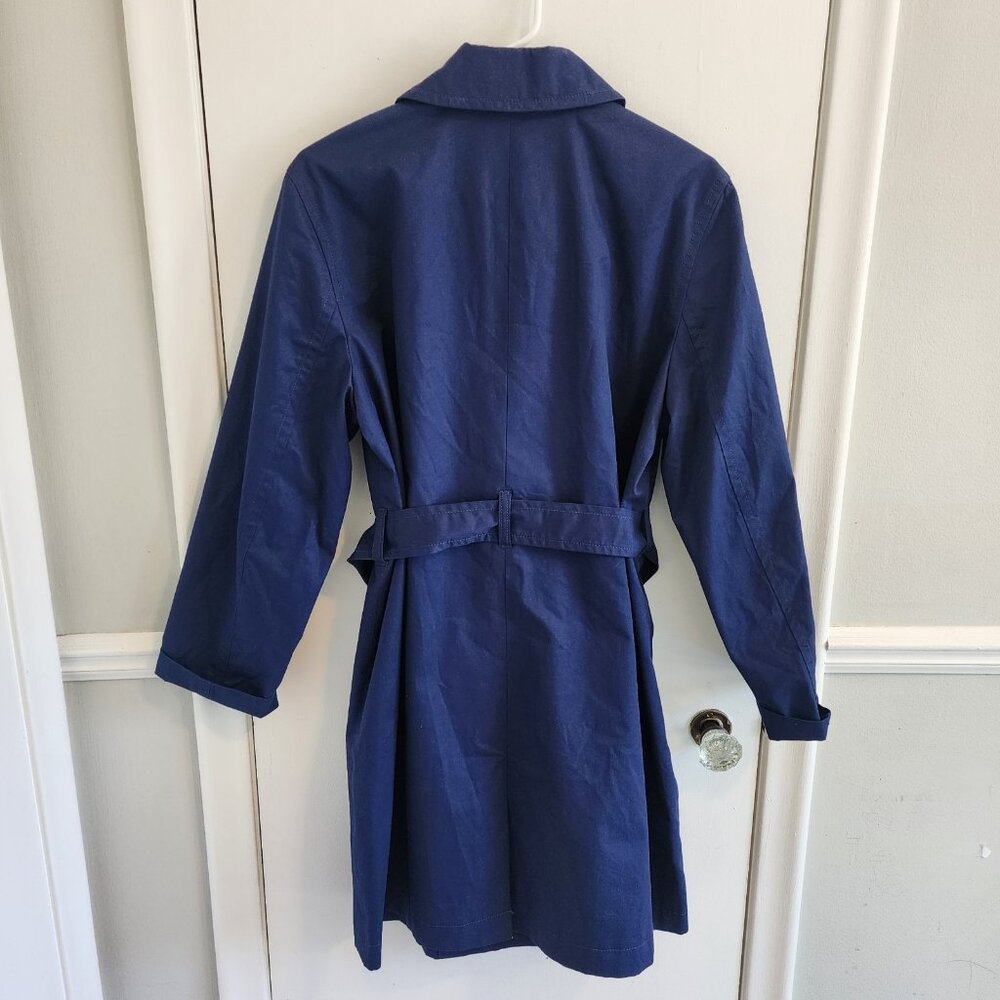 J. Crew Trench Coat Women's 10 Blue Belted Double Breasted Jacket Old Money - Picture 3 of 4